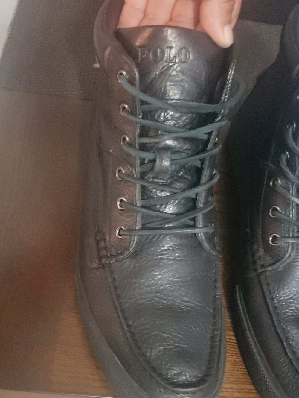 Polo by Ralph Lauren Black Leather Lace-Up Boots